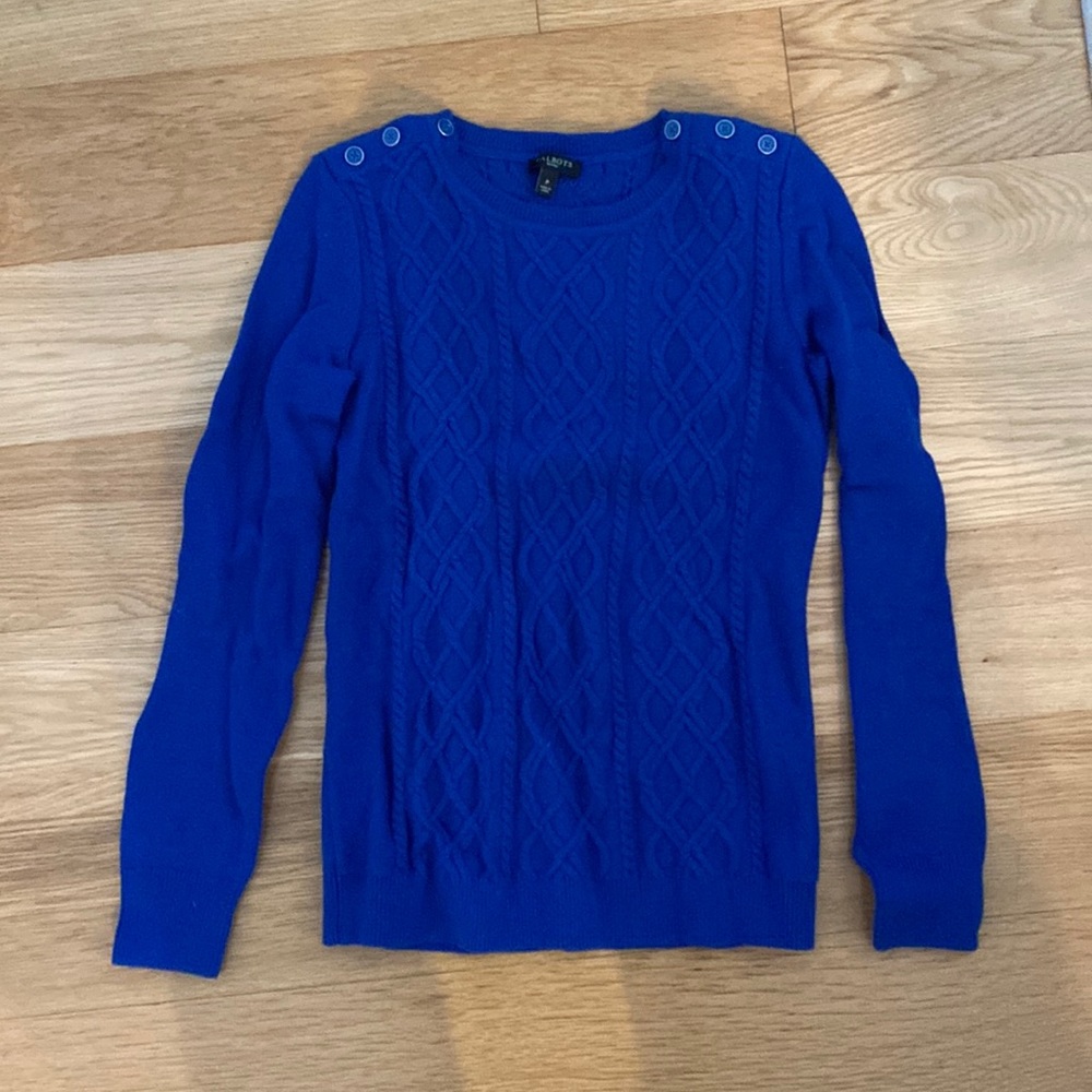 Brand new Talbots royal blue sweater with enamel buttons